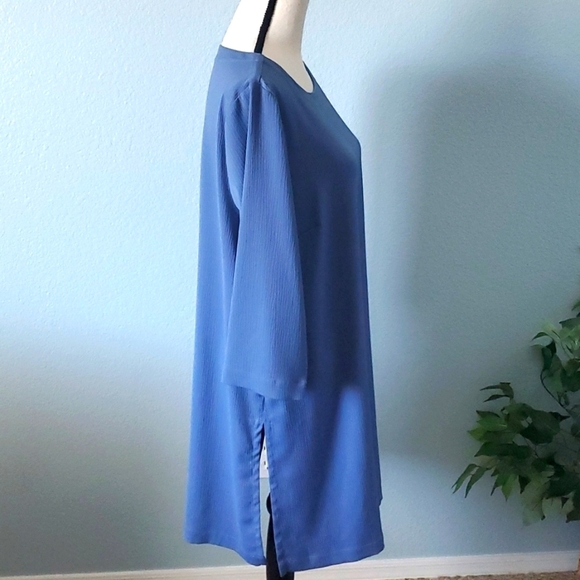 J JILL wearever easy care long tunic soft blue 3/4 sleeves size large - Picture 7 of 10